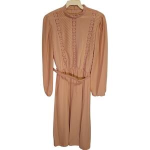 Vtg 80s SEARS Womens 6P Pink Cottage Midi Romantic B15